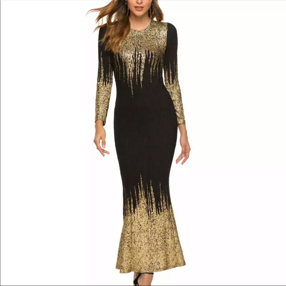 Classy Black Gold long dress Medium